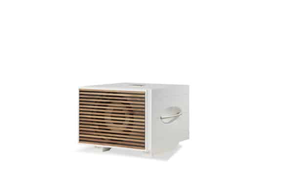 REL S/550 subwoofer in white finish with premium wood grille option